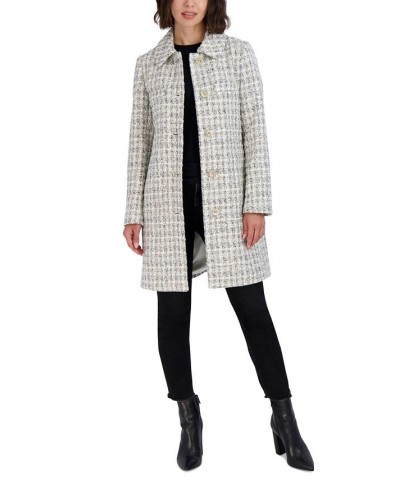 Women's Club Collar Tweed Coat Ivory Combo $57.60 Coats