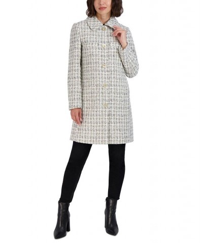 Women's Club Collar Tweed Coat Ivory Combo $57.60 Coats