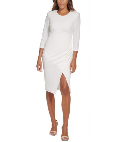 Scuba Crepe 3/4-Sleeve Sheath Dress Cream $23.73 Dresses