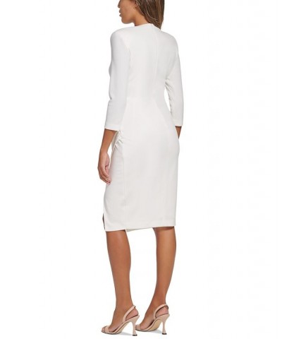 Scuba Crepe 3/4-Sleeve Sheath Dress Cream $23.73 Dresses