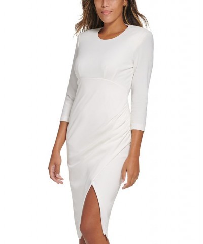 Scuba Crepe 3/4-Sleeve Sheath Dress Cream $23.73 Dresses