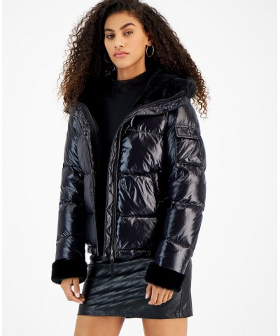 Women's Faux-Fur-Trim Hooded Puffer Coat Jet Black/noir $34.44 Coats