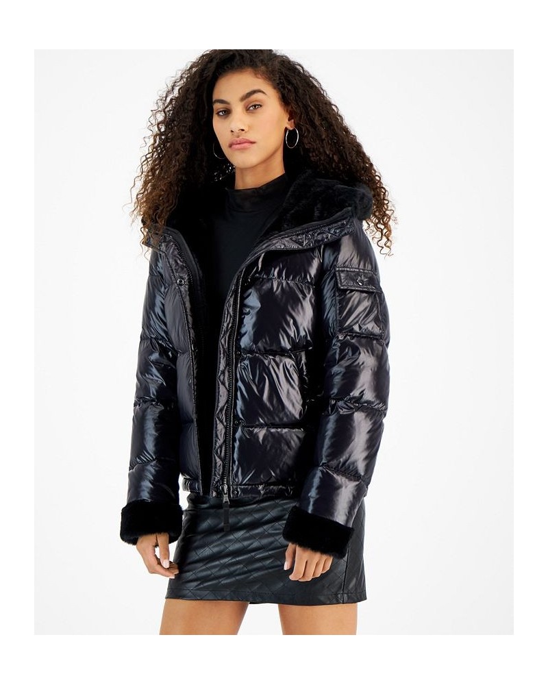 Women's Faux-Fur-Trim Hooded Puffer Coat Jet Black/noir $34.44 Coats