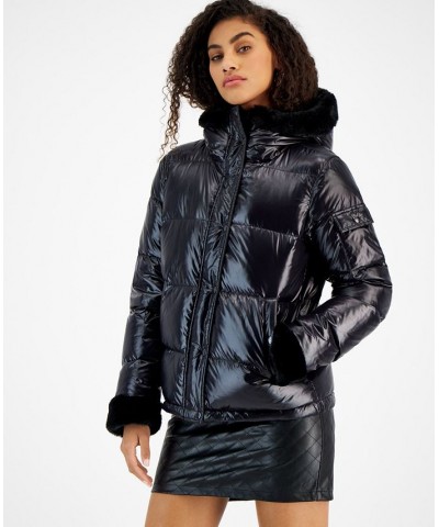 Women's Faux-Fur-Trim Hooded Puffer Coat Jet Black/noir $34.44 Coats