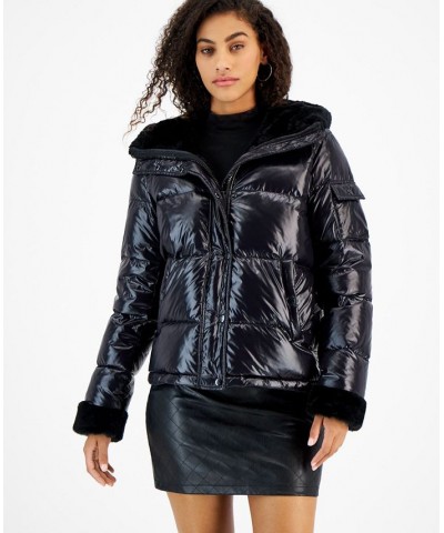 Women's Faux-Fur-Trim Hooded Puffer Coat Jet Black/noir $34.44 Coats