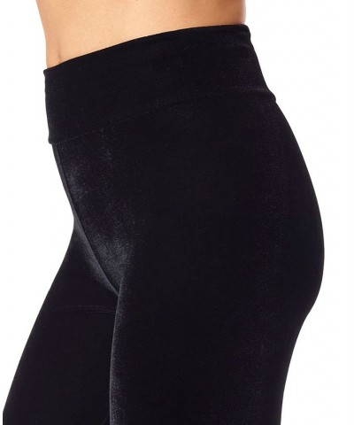 Women's High Rise Full Length Velvet Leggings Black $14.09 Pants