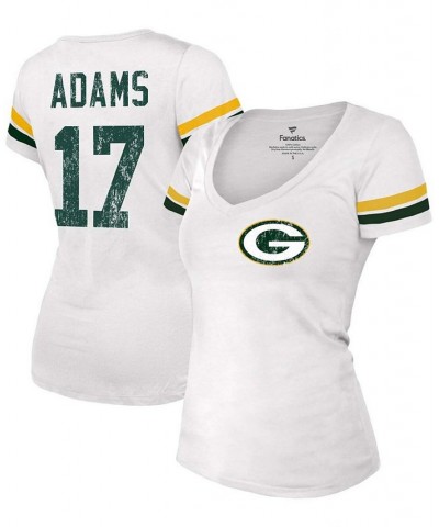 Women's Davante Adams White Green Bay Packers Name Number V-Neck T-shirt White $28.98 Tops