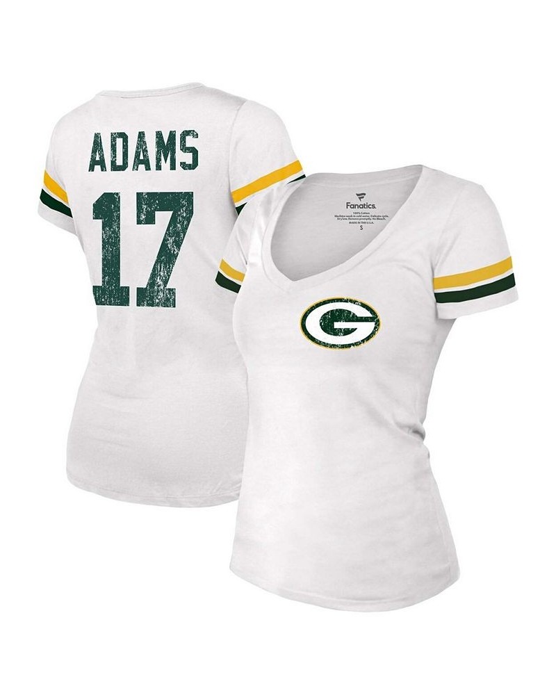 Women's Davante Adams White Green Bay Packers Name Number V-Neck T-shirt White $28.98 Tops