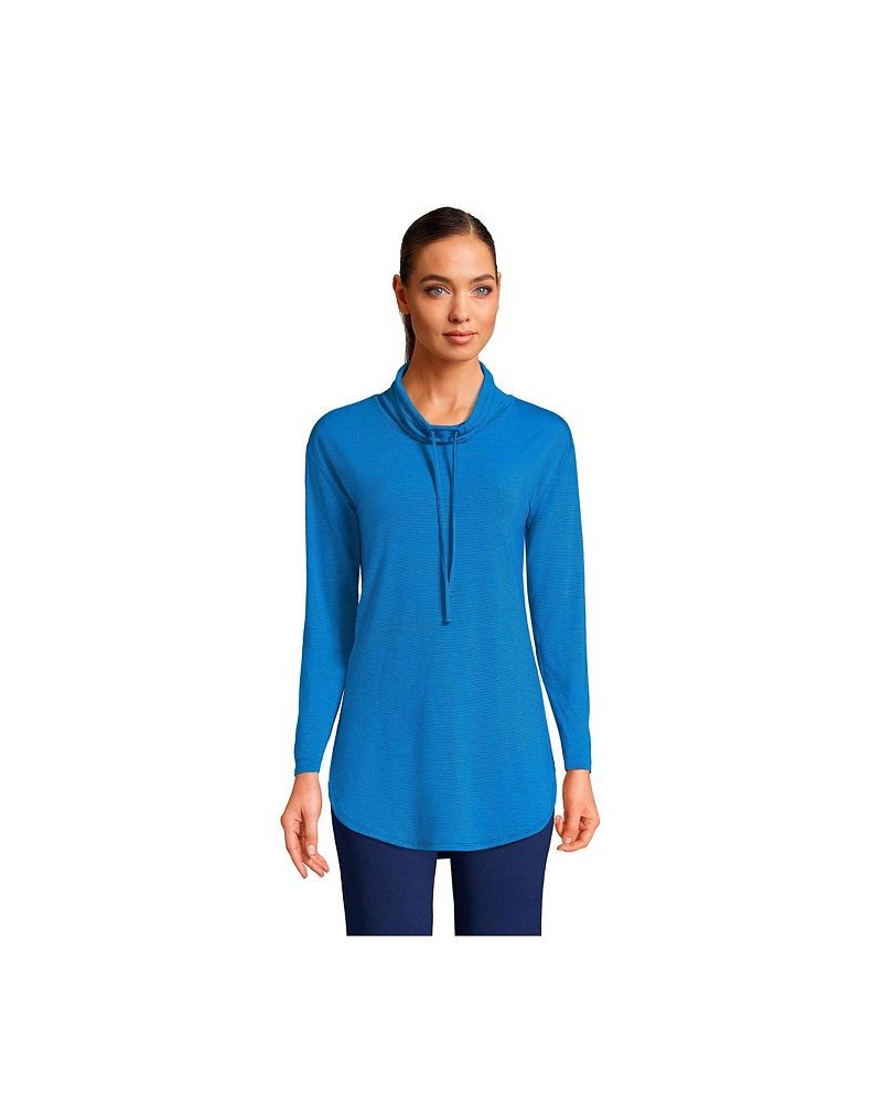 Women's Petite Power Performance Cowl Neck Top Cobalt pinstripe $38.97 Tops