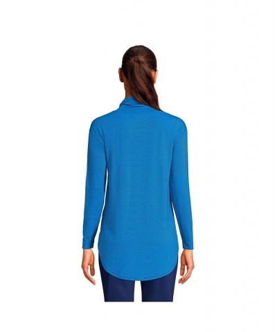 Women's Petite Power Performance Cowl Neck Top Cobalt pinstripe $38.97 Tops