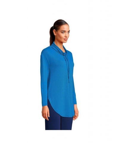 Women's Petite Power Performance Cowl Neck Top Cobalt pinstripe $38.97 Tops