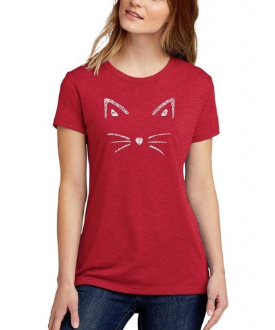 Women's Premium Blend Word Art Whiskers T-shirt Red $15.91 Tops