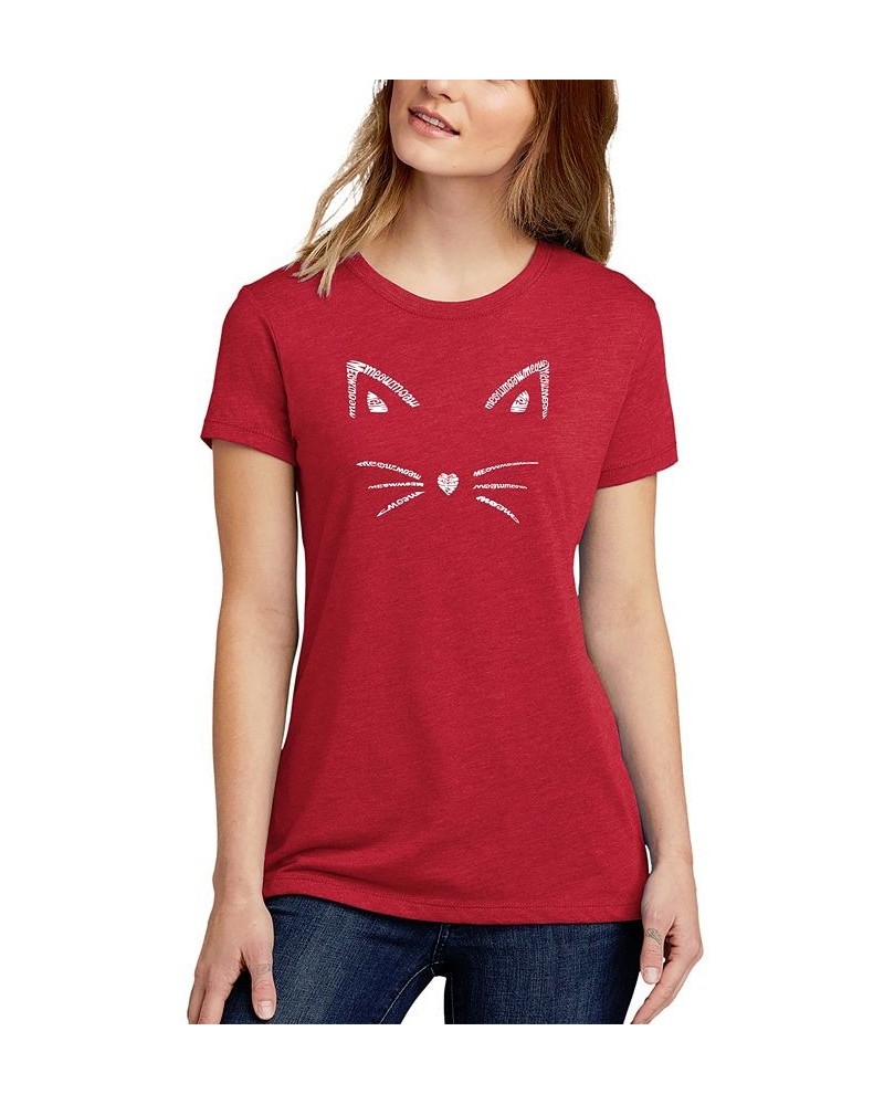 Women's Premium Blend Word Art Whiskers T-shirt Red $15.91 Tops