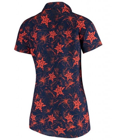 Women's Navy Orange Houston Astros Tonal Print Button-Up Shirt Navy, Orange $34.40 Tops