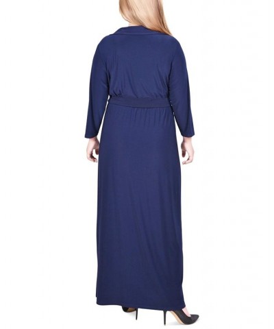 Plus Size Faux-Wrap Maxi Dress Navy $19.38 Dresses