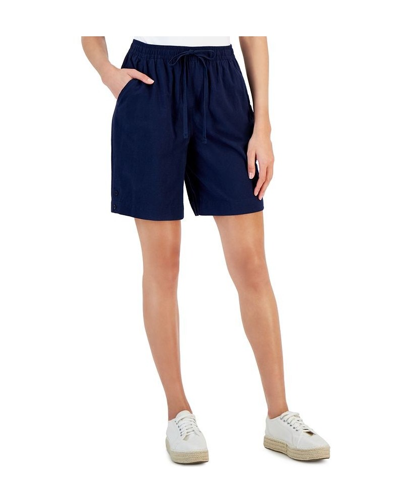 Plus Size Cotton Emelia Pull-On Shorts Intrepid Blue $11.17 Shorts