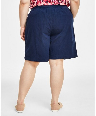 Plus Size Cotton Emelia Pull-On Shorts Intrepid Blue $11.17 Shorts