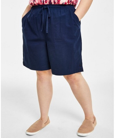 Plus Size Cotton Emelia Pull-On Shorts Intrepid Blue $11.17 Shorts