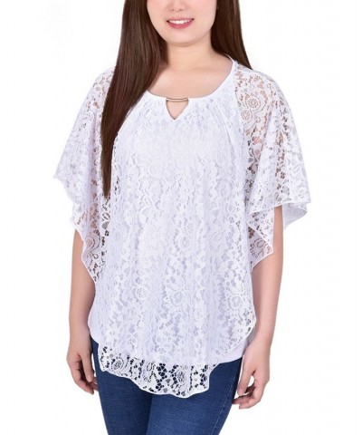 Petite Lace Poncho Top with Matching Tank White $13.80 Tops