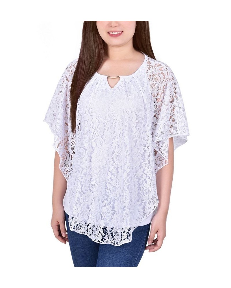 Petite Lace Poncho Top with Matching Tank White $13.80 Tops