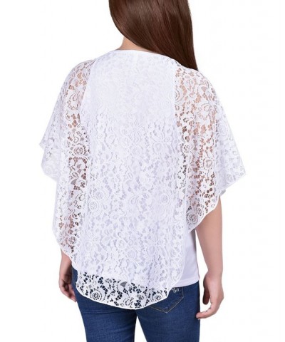 Petite Lace Poncho Top with Matching Tank White $13.80 Tops