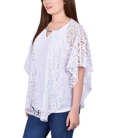 Petite Lace Poncho Top with Matching Tank White $13.80 Tops