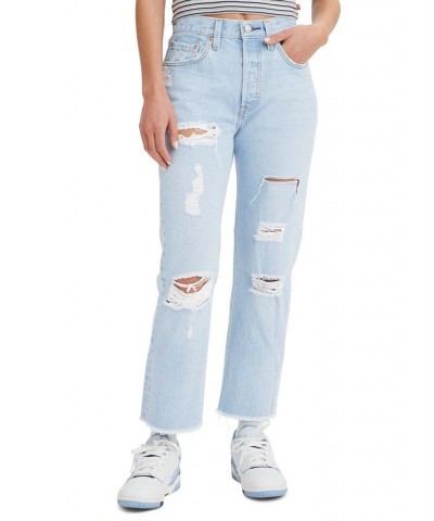 501 Cropped Straight-Leg Jeans Light Indigo Destructed $33.60 Jeans