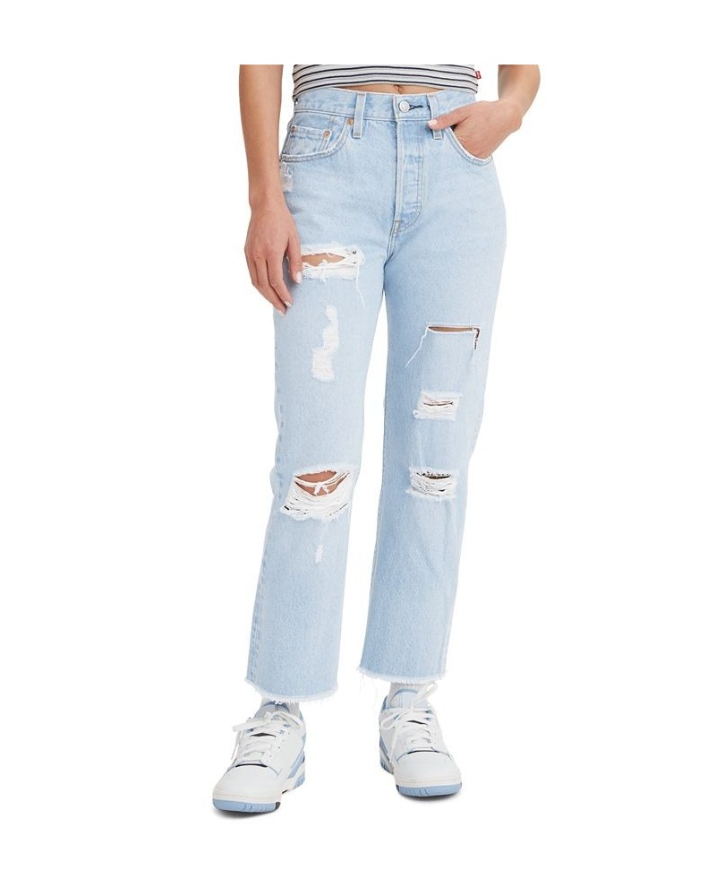 501 Cropped Straight-Leg Jeans Light Indigo Destructed $33.60 Jeans