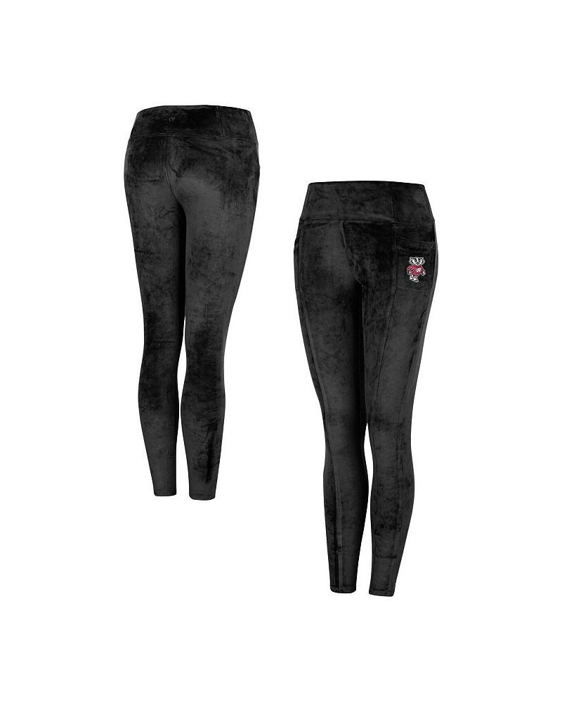 Women's Black Wisconsin Badgers Bonita Run Velour Leggings Black $32.99 Pants