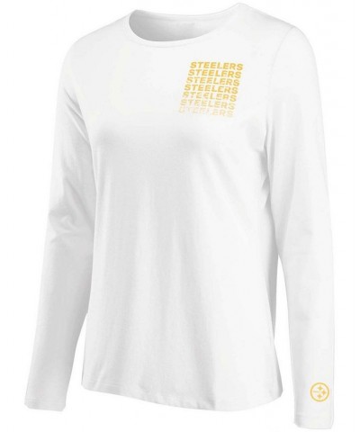 Women's White Pittsburgh Steelers Repeat Tri-Blend Long Sleeve T-shirt White $22.00 Tops