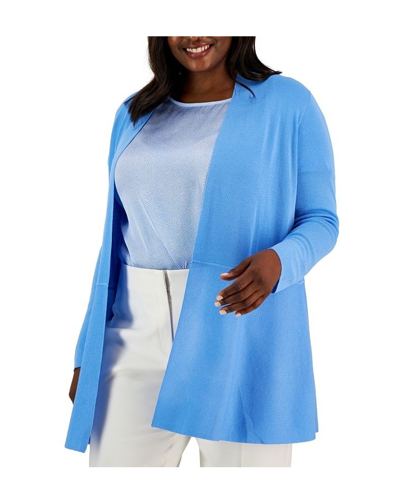 Plus Size Monterey Open-Front Cardigan Shore Blue $30.32 Sweaters