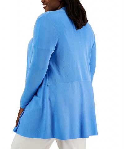 Plus Size Monterey Open-Front Cardigan Shore Blue $30.32 Sweaters