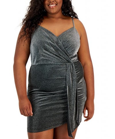 Trendy Plus Size Metallic-Threaded Cocktail Dress Silver $41.08 Dresses