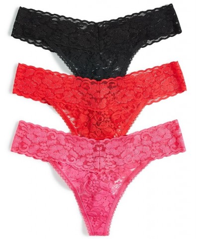 Women's 3-Pk. Lace Thong Underwear Pink $10.25 Panty