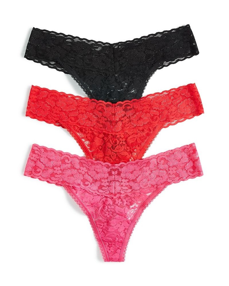 Women's 3-Pk. Lace Thong Underwear Pink $10.25 Panty