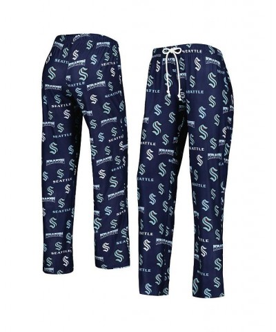 Women's Deep Sea Blue Seattle Kraken Breakthrough Allover Logo Sleep Pants Deep Sea Blue $19.78 Pajama