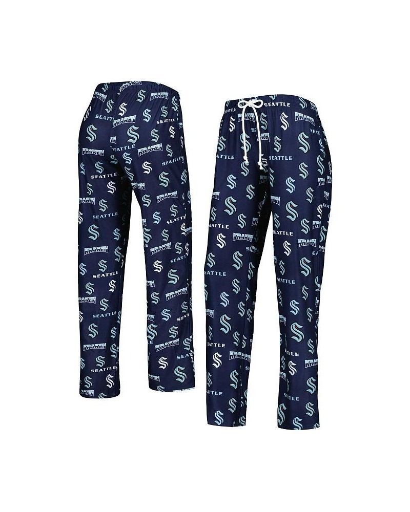 Women's Deep Sea Blue Seattle Kraken Breakthrough Allover Logo Sleep Pants Deep Sea Blue $19.78 Pajama