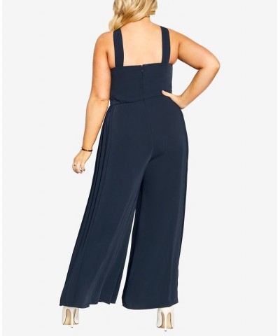 Trendy Plus Size Harper Halter Neck Jumpsuit Blue $56.62 Pants