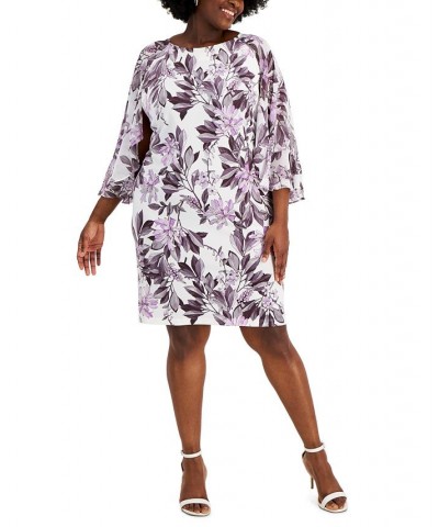 Plus Size Floral-Print Chiffon-Sleeve Sheath Dress Orchid $37.38 Dresses