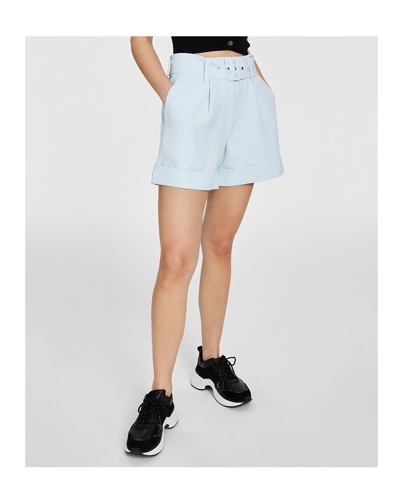 Women's Eco Diane Belted High Rise Cuffed Shorts White $35.60 Shorts