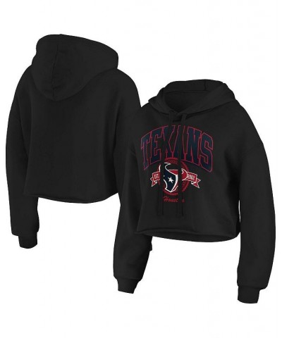 Women's Black Houston Texans Fleece Cropped Pullover Hoodie Black $29.93 Sweatshirts