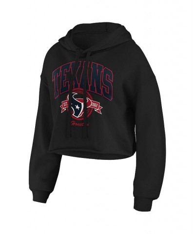 Women's Black Houston Texans Fleece Cropped Pullover Hoodie Black $29.93 Sweatshirts