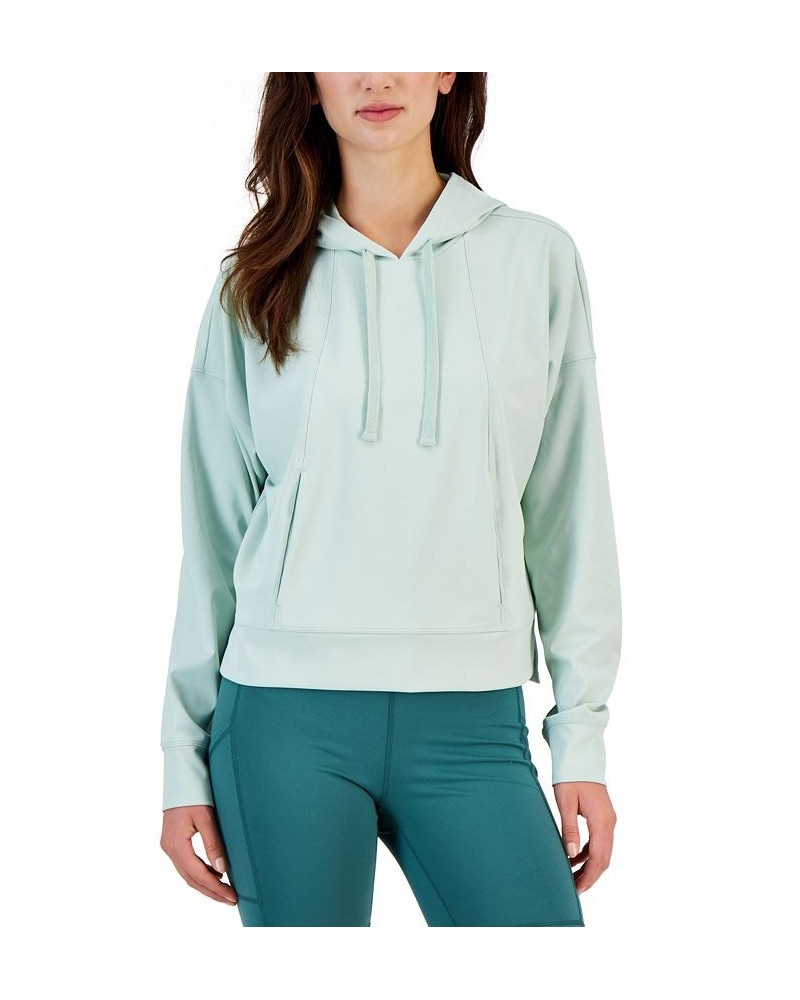 Women's Drop-Shoulder Pouch-Pocket Hoodie Green $16.66 Sweatshirts