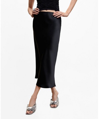Women's Midi Satin Skirt Black $29.40 Skirts