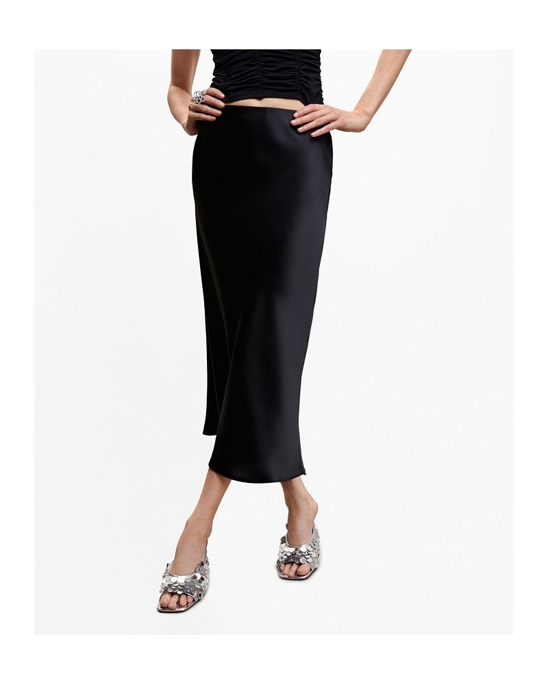 Women's Midi Satin Skirt Black $29.40 Skirts