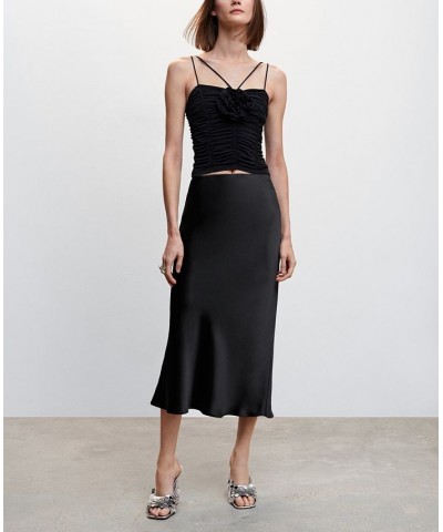 Women's Midi Satin Skirt Black $29.40 Skirts