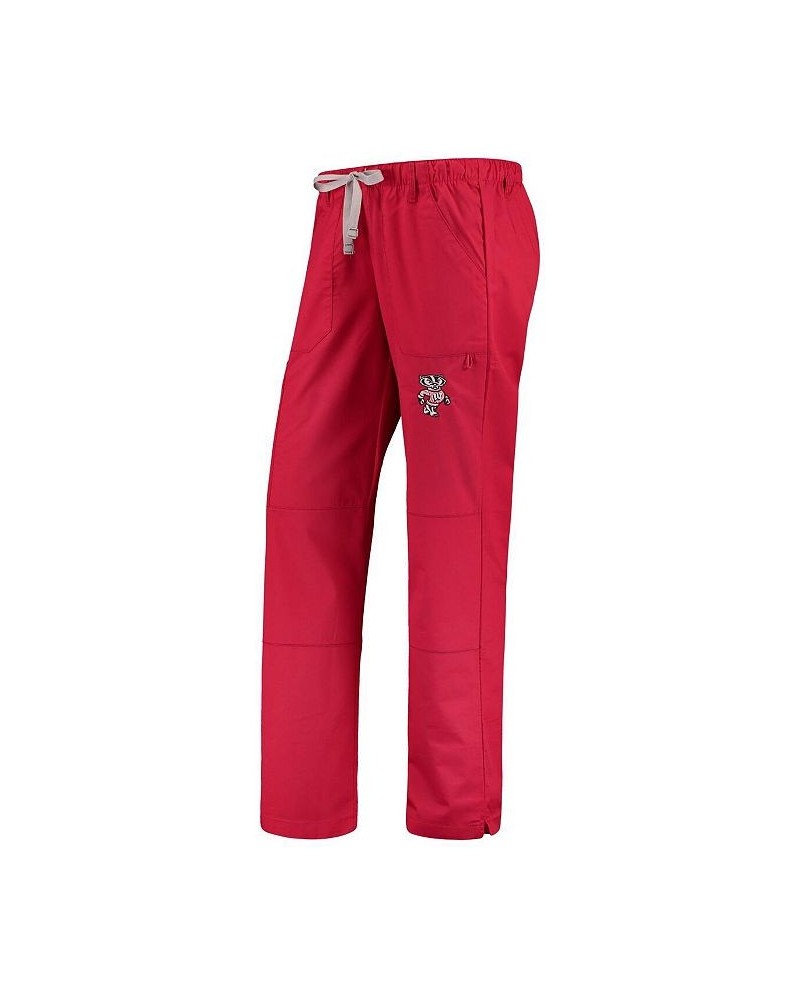 Women's Red Wisconsin Badgers Straight Leg Scrub Cargo Scrub Pants Red $29.69 Pants