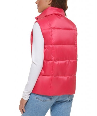 Women's Zippered Mock-Neck Puffer Vest Purple $32.20 Jackets