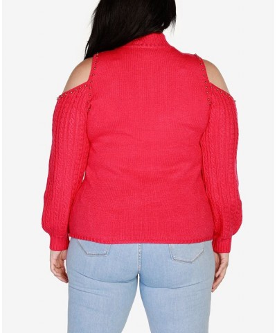 Black Label Plus Size Embellished Cold-Shoulder Cable Sweater Azalea $31.05 Sweaters