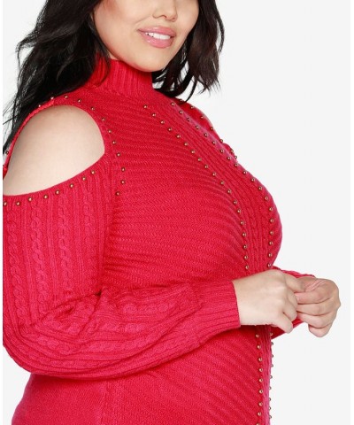 Black Label Plus Size Embellished Cold-Shoulder Cable Sweater Azalea $31.05 Sweaters